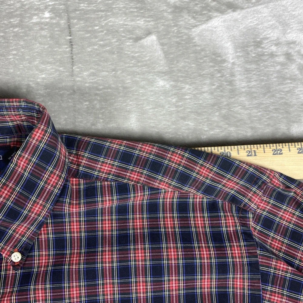Polo Ralph Lauren Blake Men's Large Tartan Plaid Button Down 2 Ply Cotton Pony